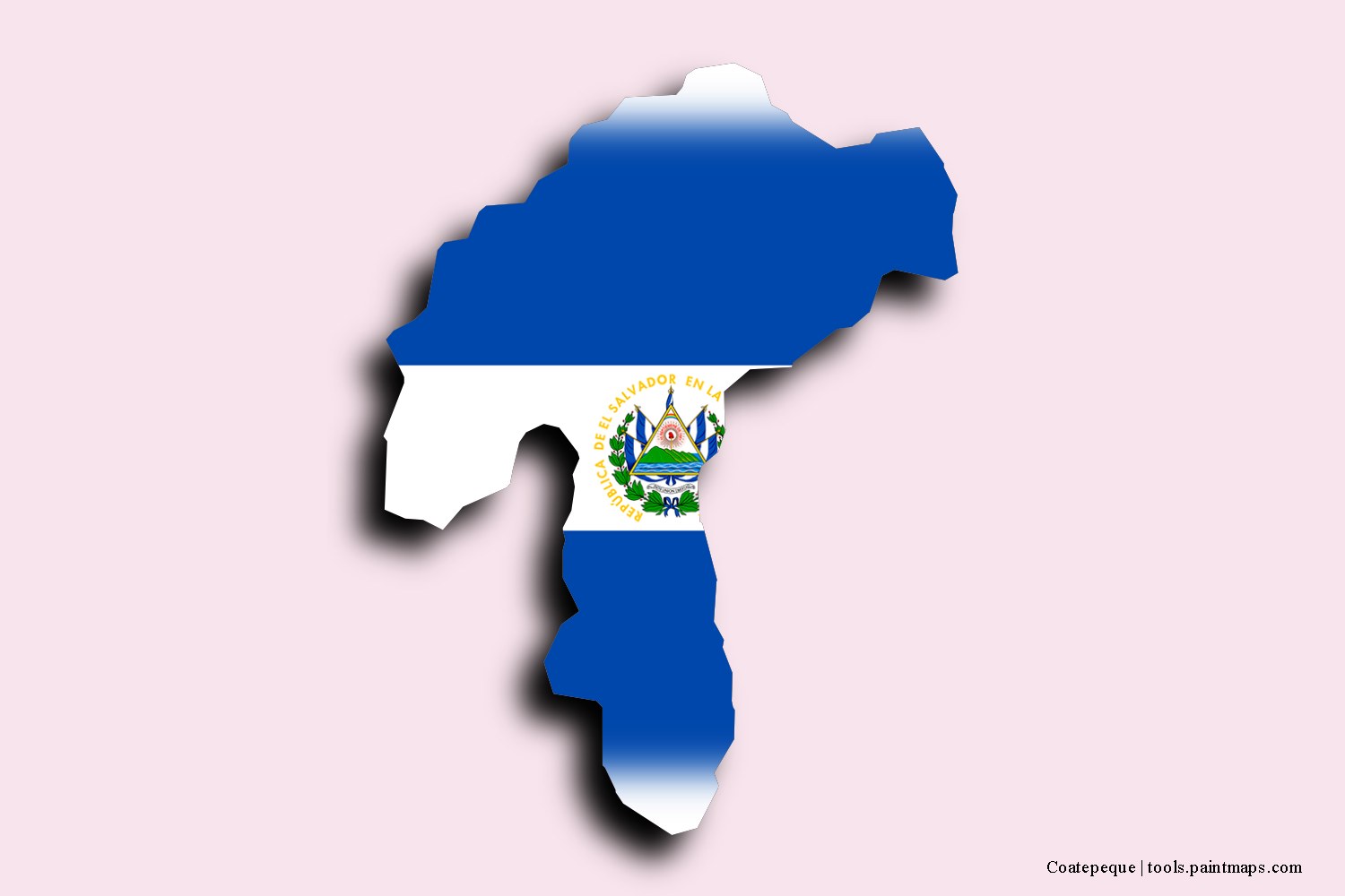 flag map of Coatepeque with 3D shadow effect