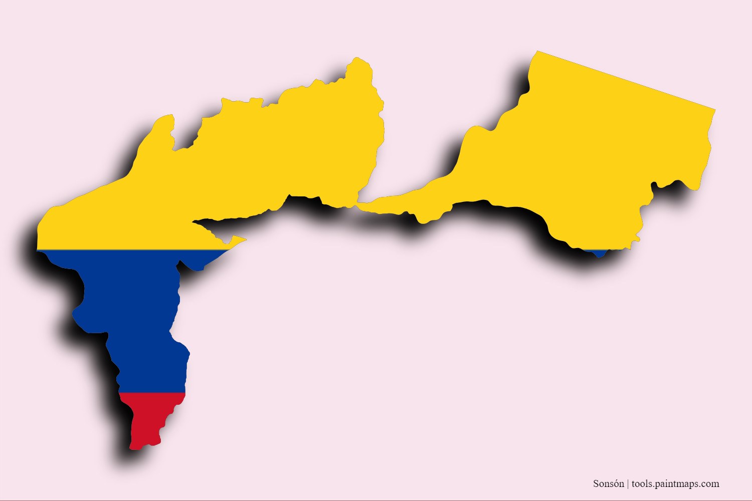 flag map of Sonsón with 3D shadow effect