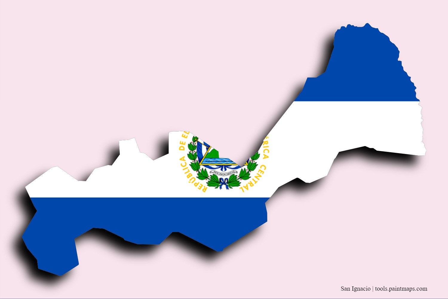 flag map of San Ignacio with 3D shadow effect