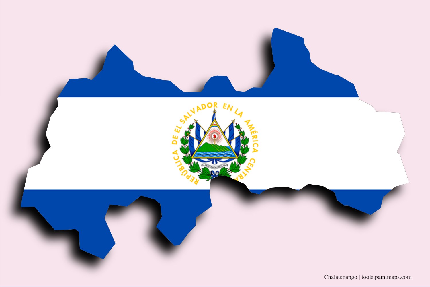 flag map of Chalatenango with 3D shadow effect