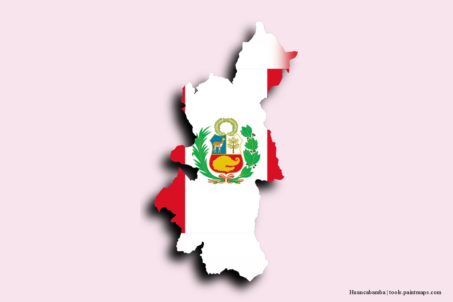 flag map of Huancabamba with 3D shadow effect