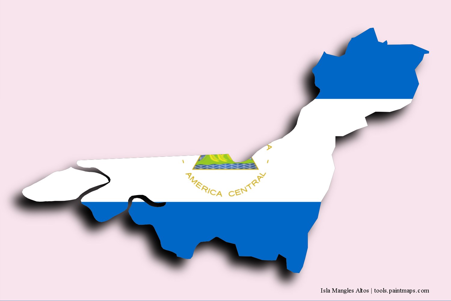 Mapa de la bandera de Isla Mangles Altos con efecto de sombra 3D