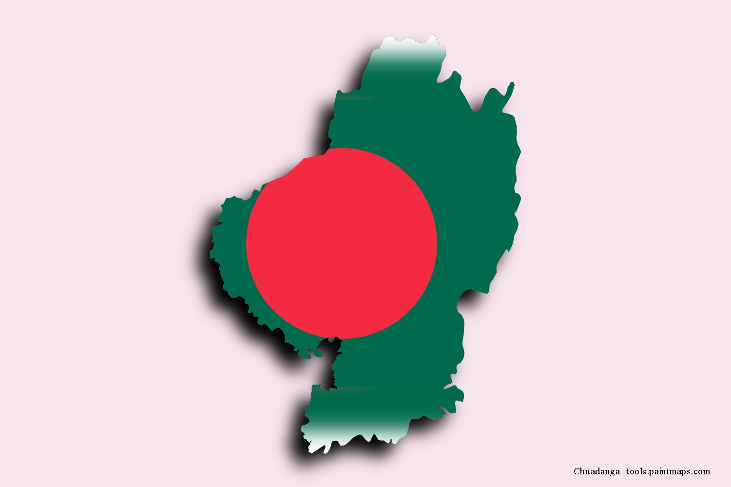 flag map of Chuadanga with 3D shadow effect