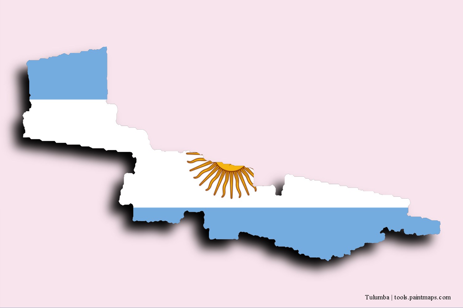 Mapa de la bandera de Tulumba con efecto de sombra 3D