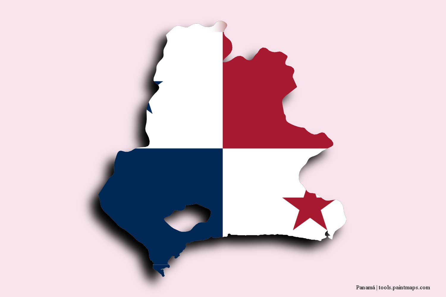 flag map of Panamá with 3D shadow effect