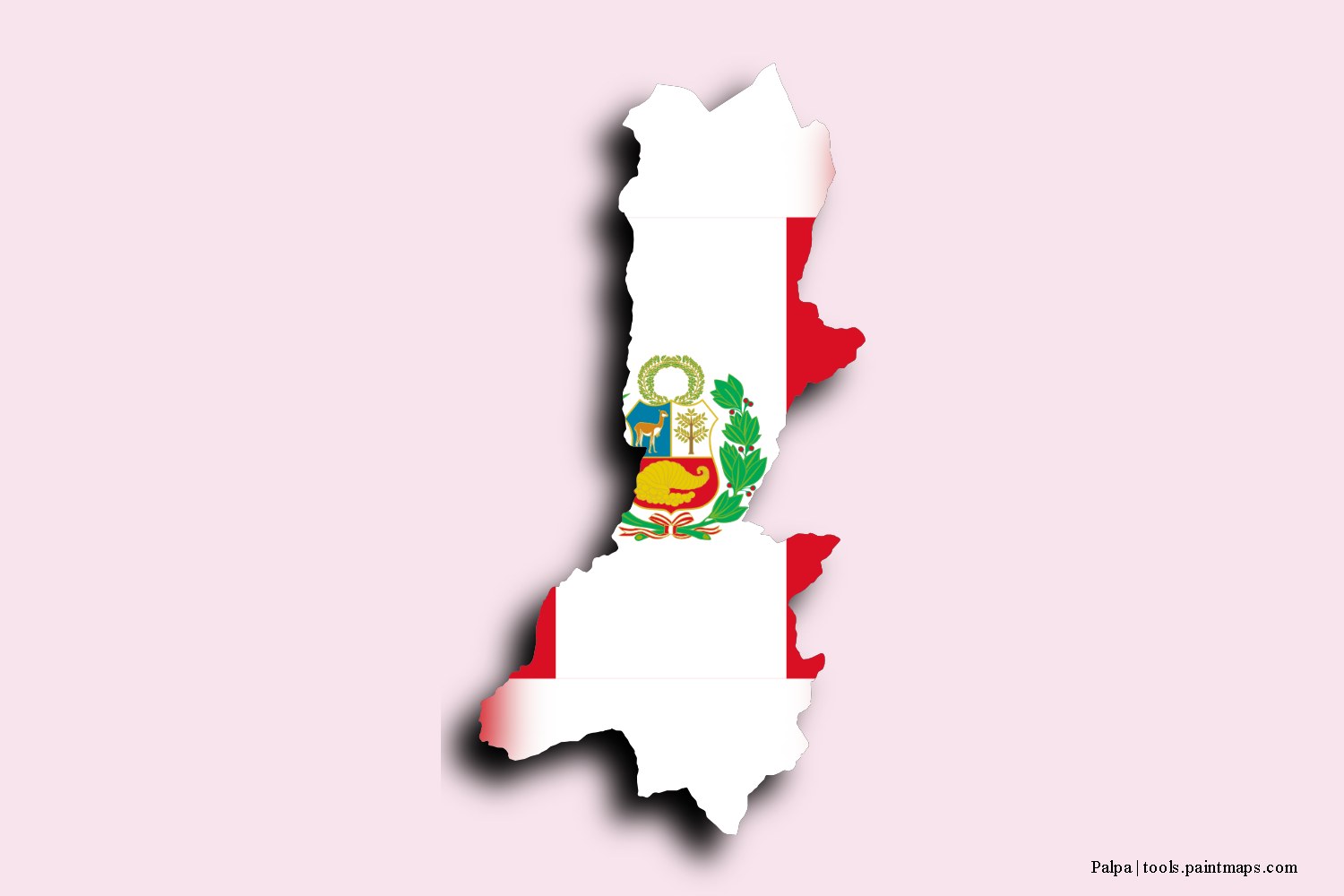 flag map of Palpa with 3D shadow effect