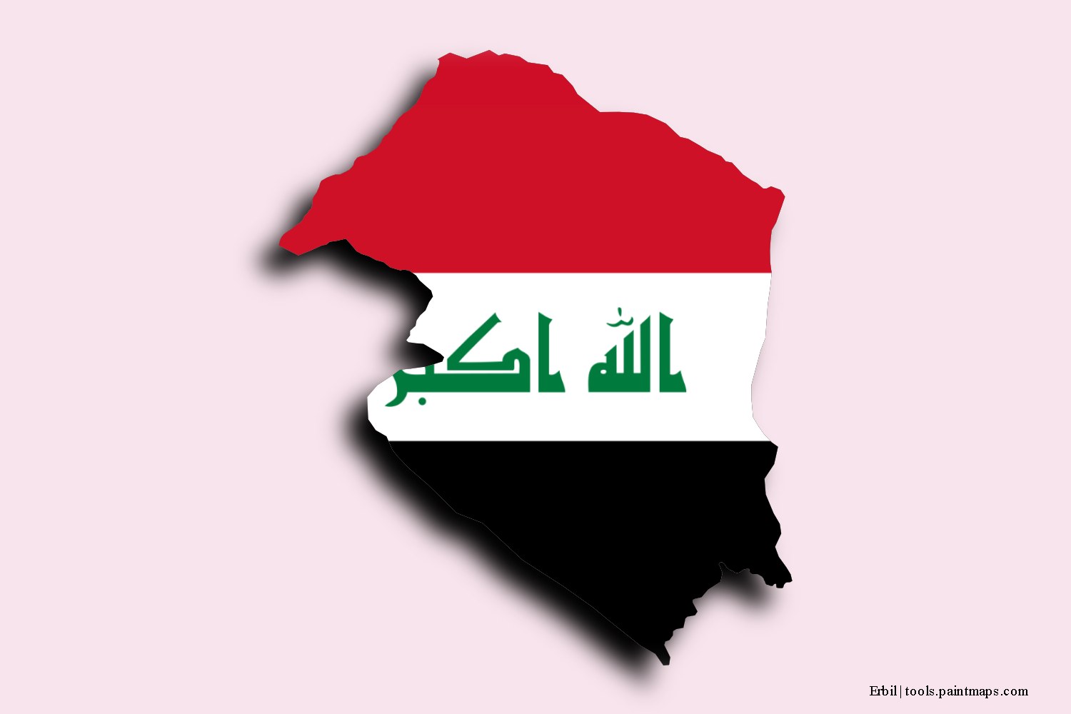 flag map of Erbil with 3D shadow effect