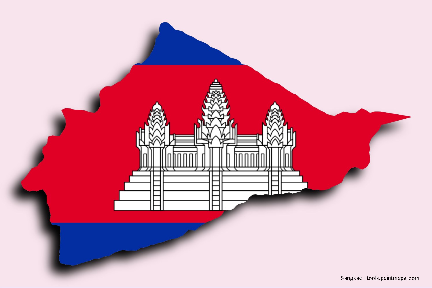 flag map of Sangkae with 3D shadow effect