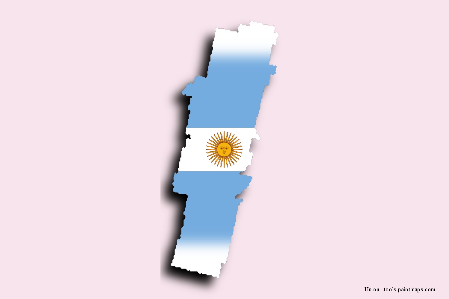 flag map of Unión with 3D shadow effect