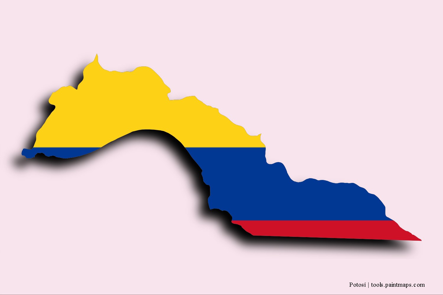 Mapa de la bandera de Potosí con efecto de sombra 3D