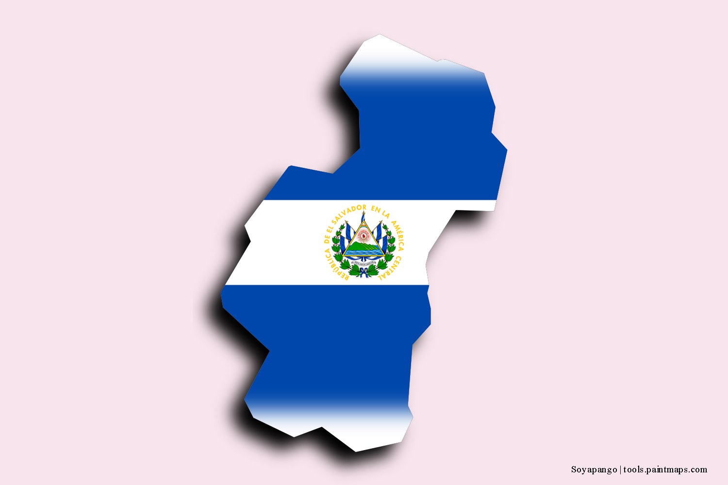 flag map of Soyapango with 3D shadow effect