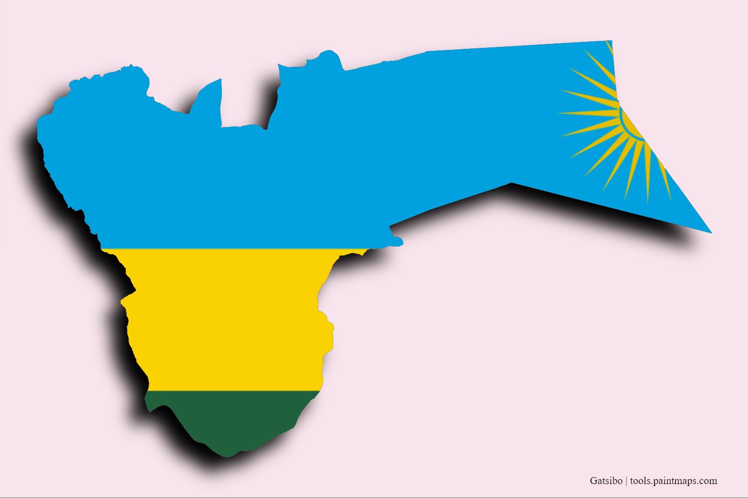 Mapa de la bandera de Gatsibo con efecto de sombra 3D