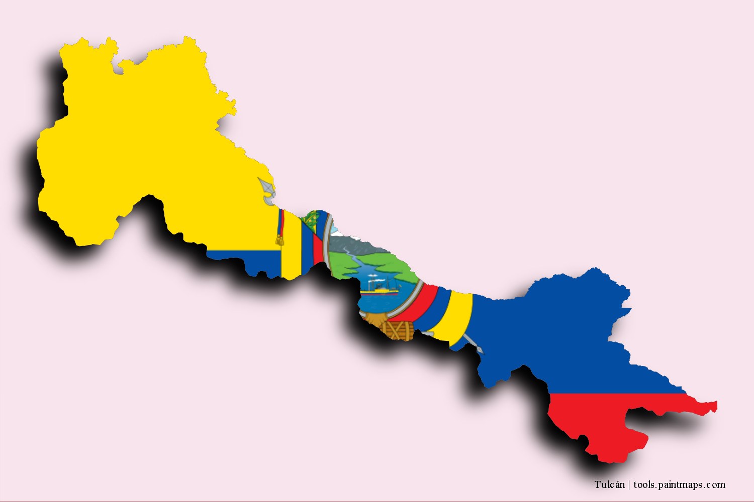 Mapa de la bandera de Tulcán con efecto de sombra 3D