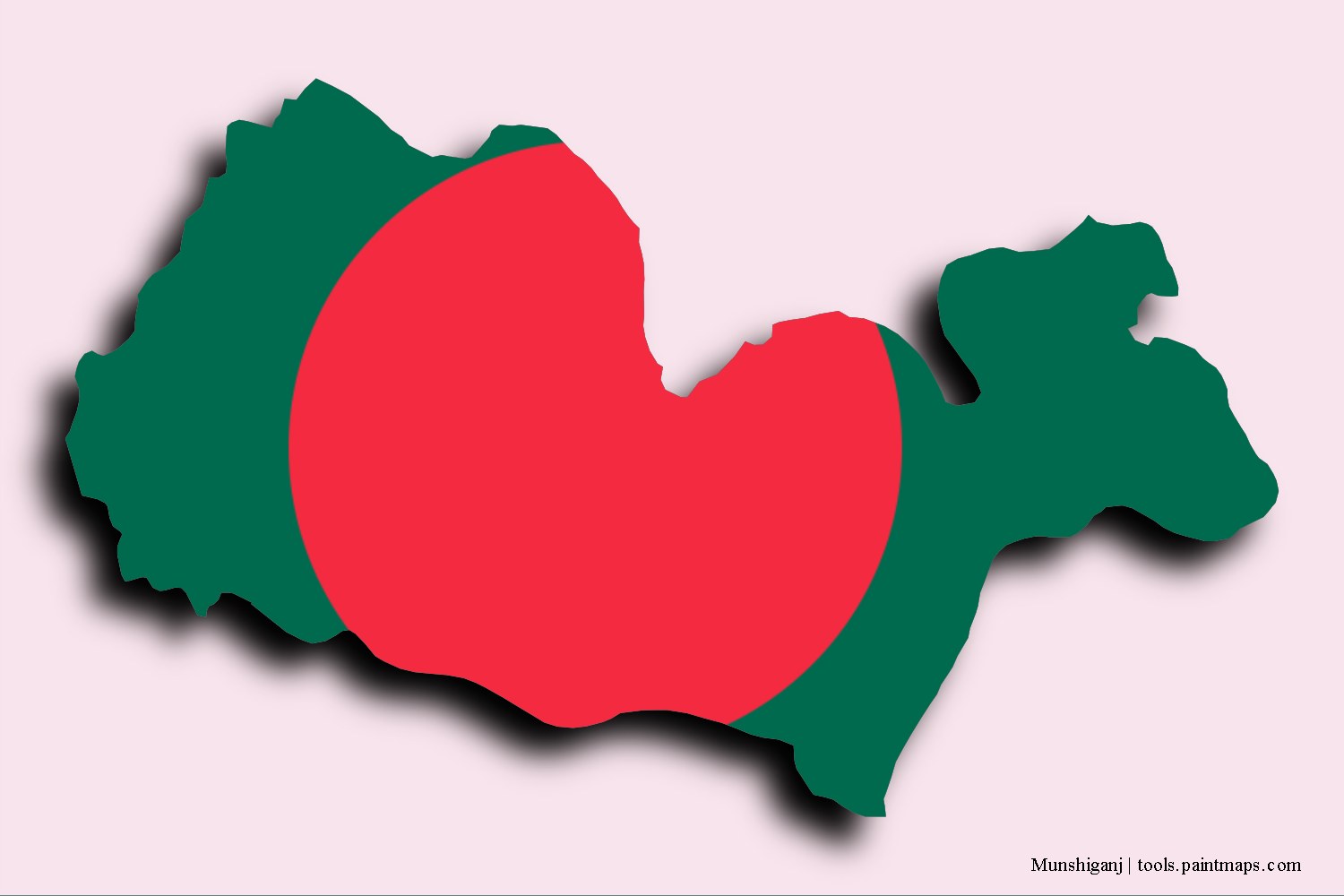 Mapa de la bandera de Munshiganj con efecto de sombra 3D