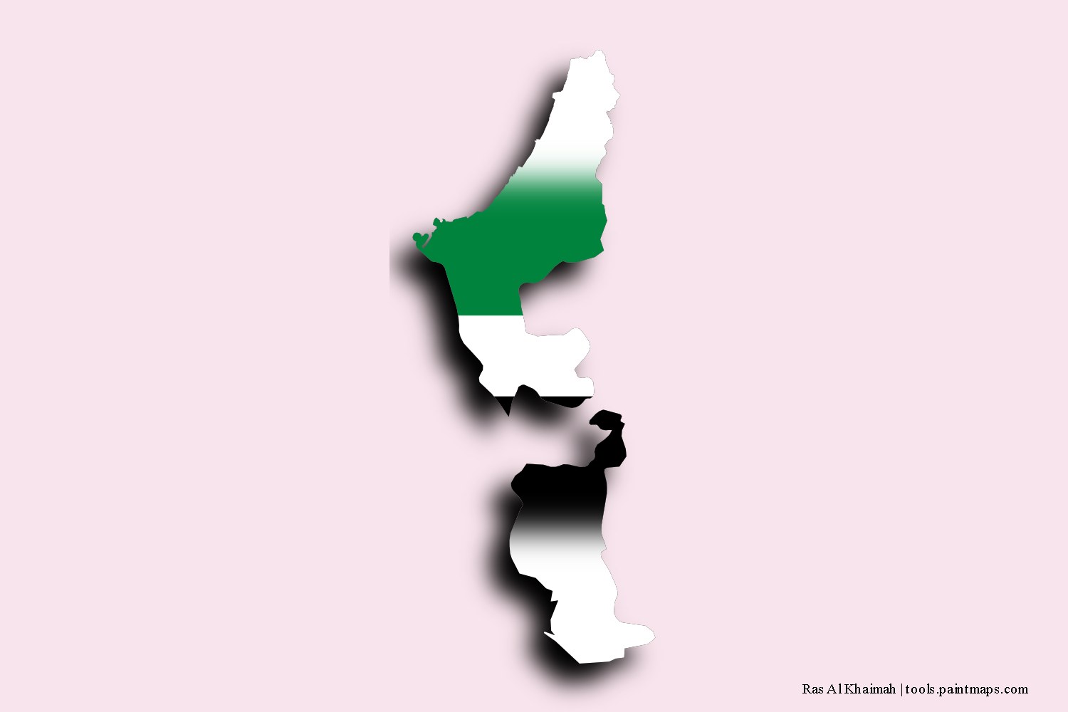 Mapa de la bandera de Ras Al Khaimah con efecto de sombra 3D