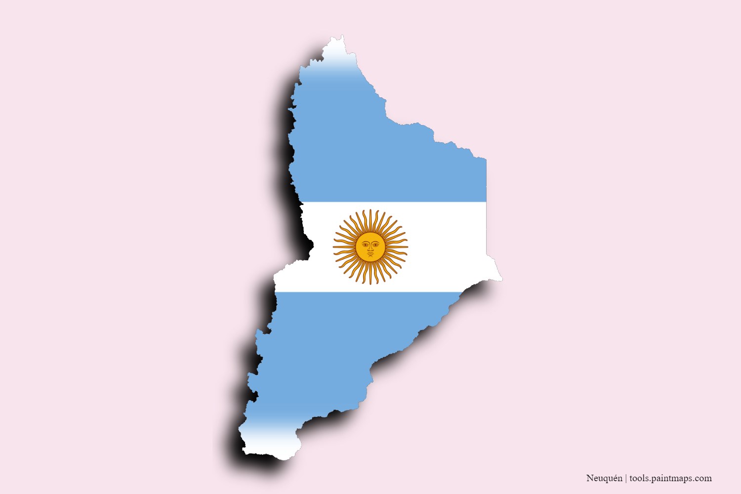 flag map of Neuquen with 3D shadow effect