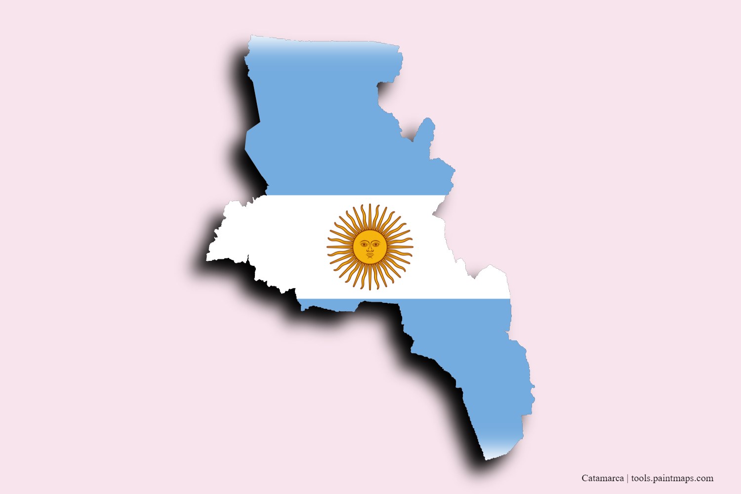 flag map of Catamarca with 3D shadow effect