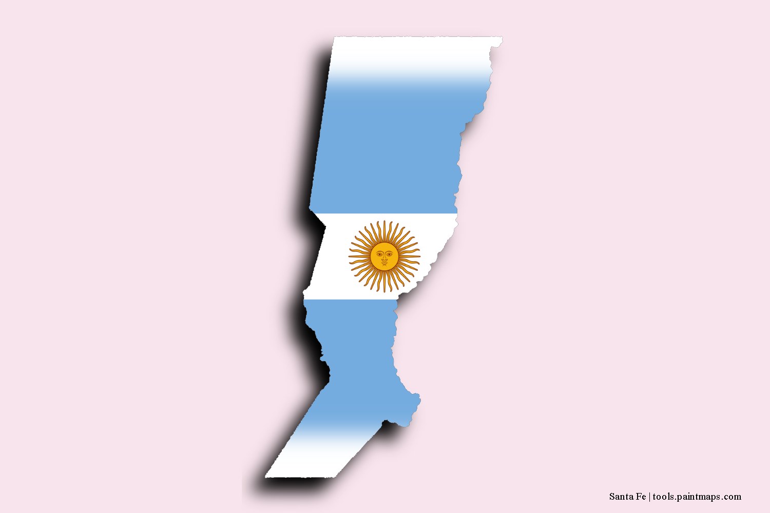 flag map of Santa Fe Province with 3D shadow effect