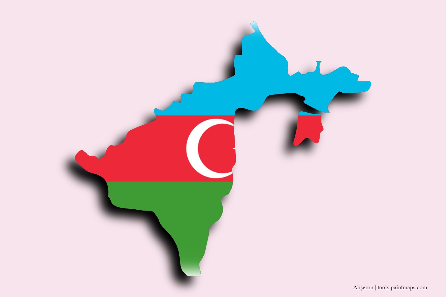 Mapa de la bandera de Abşeron con efecto de sombra 3D