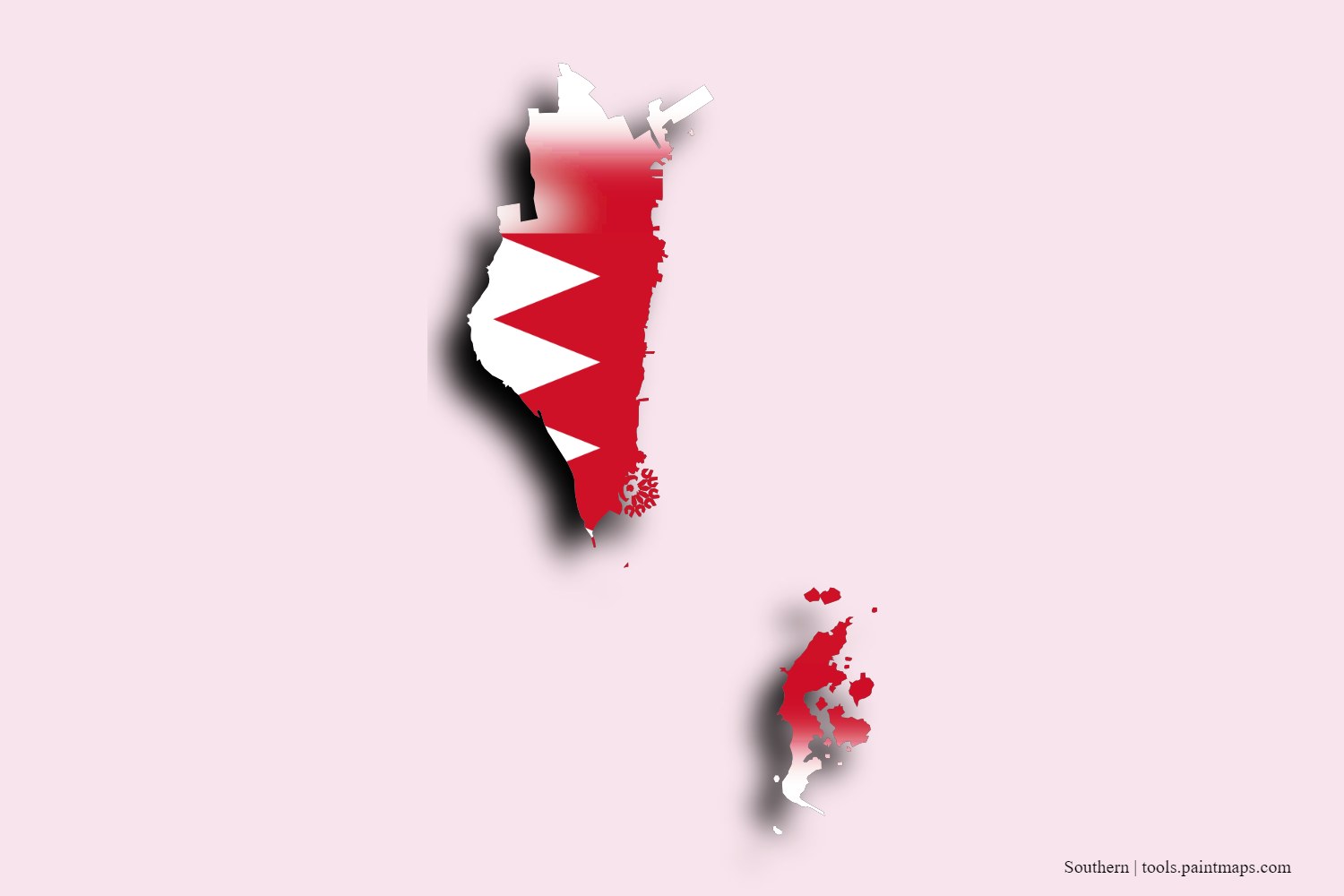 Mapa de la bandera de Southern con efecto de sombra 3D