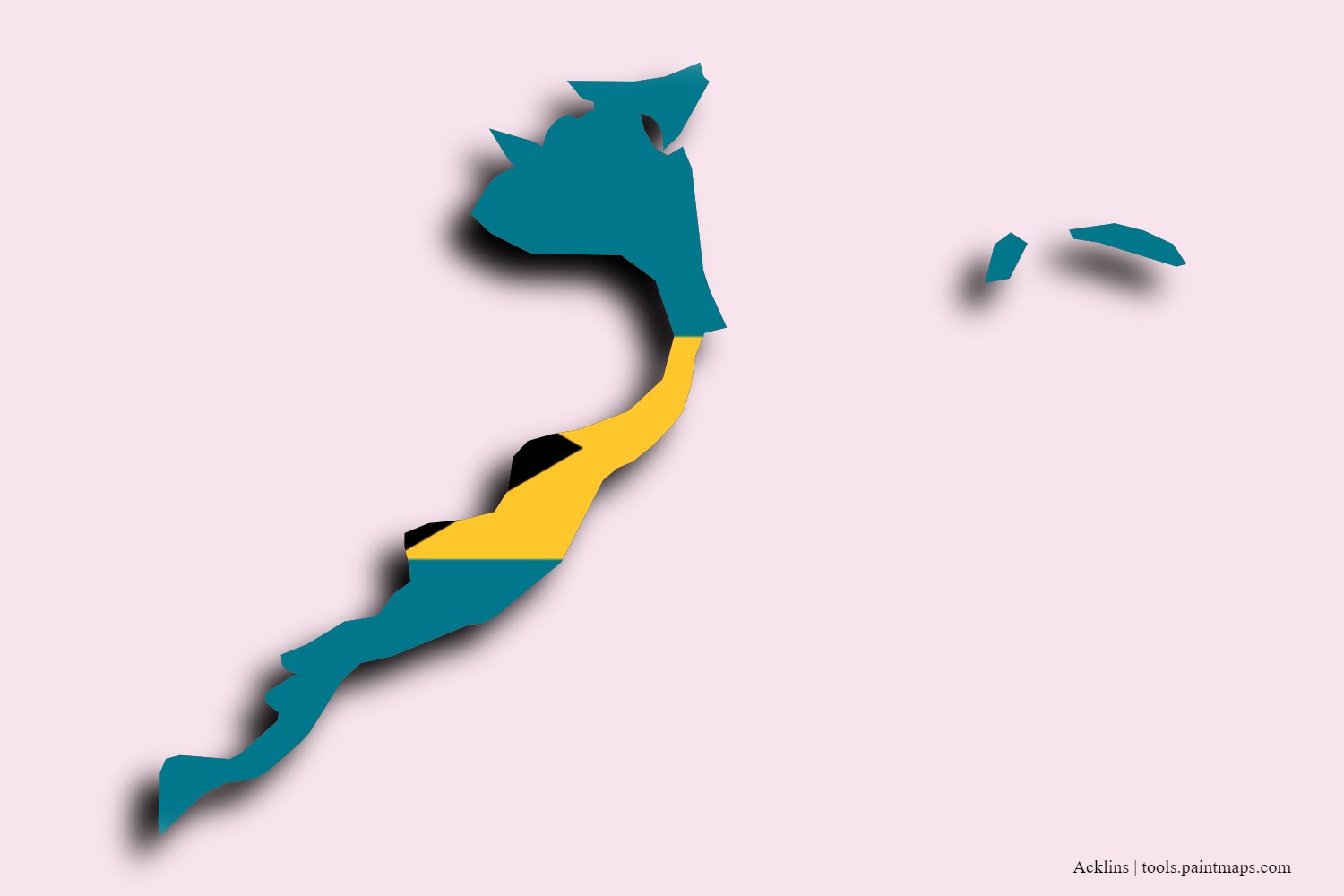 Mapa de la bandera de Acklins con efecto de sombra 3D