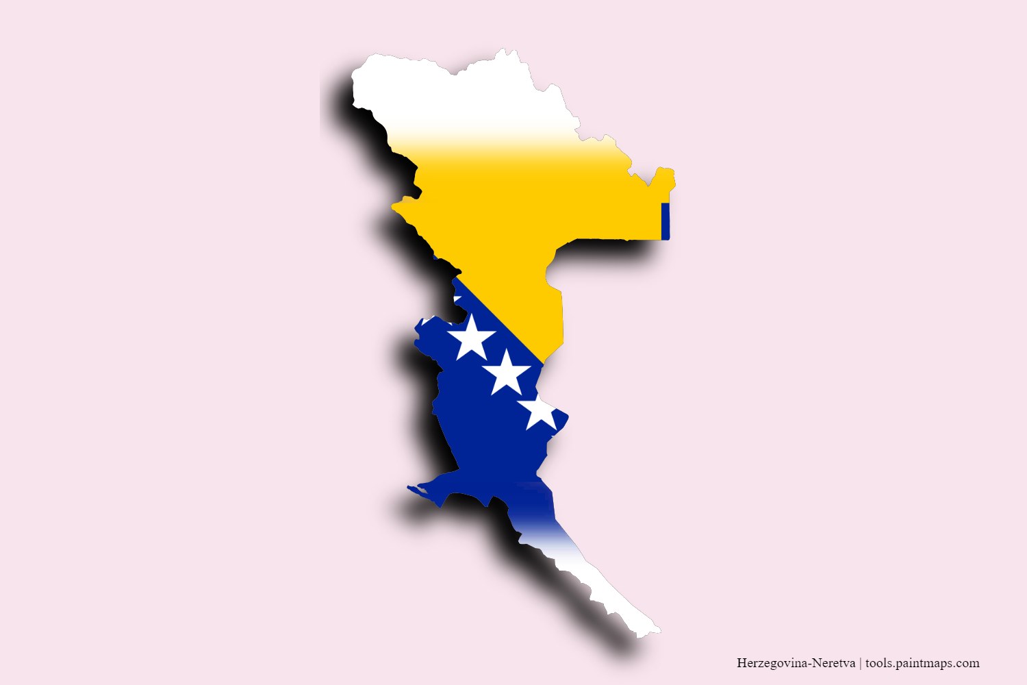 Mapa de la bandera de Herzegovina-Neretva con efecto de sombra 3D