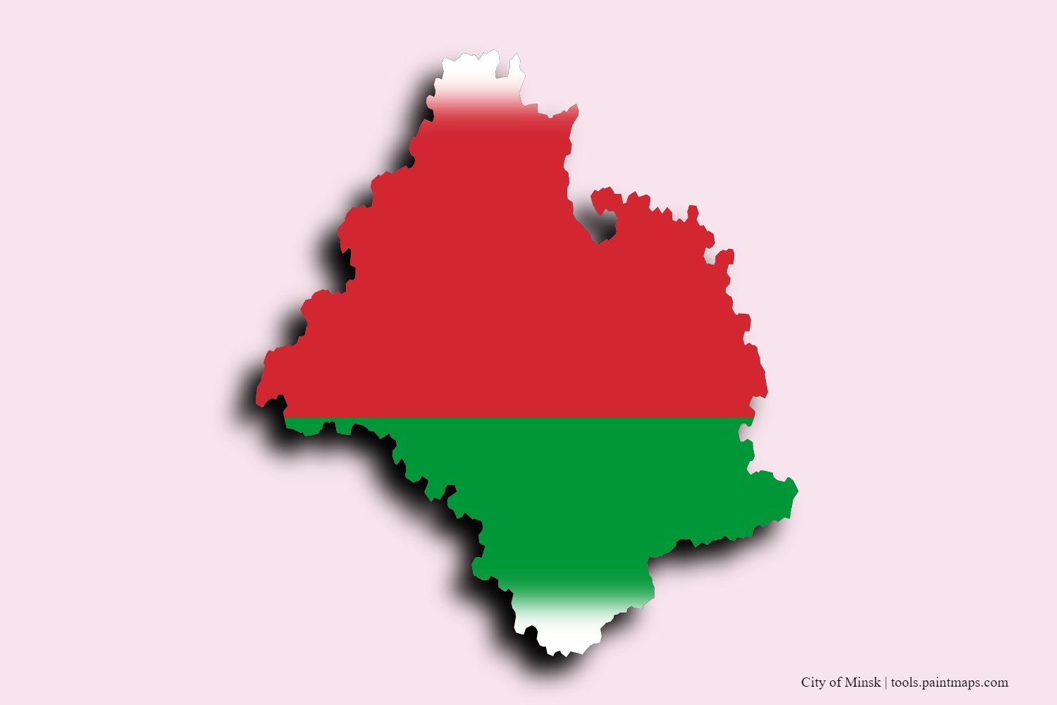 flag map of Minsk with 3D shadow effect