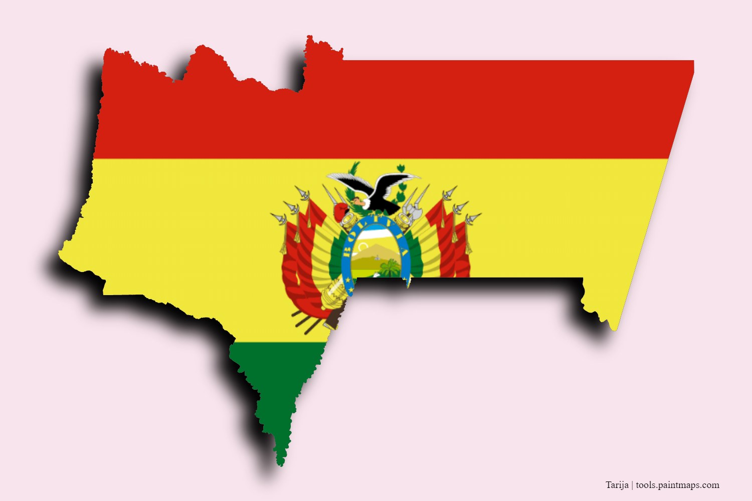 flag map of Tarija with 3D shadow effect