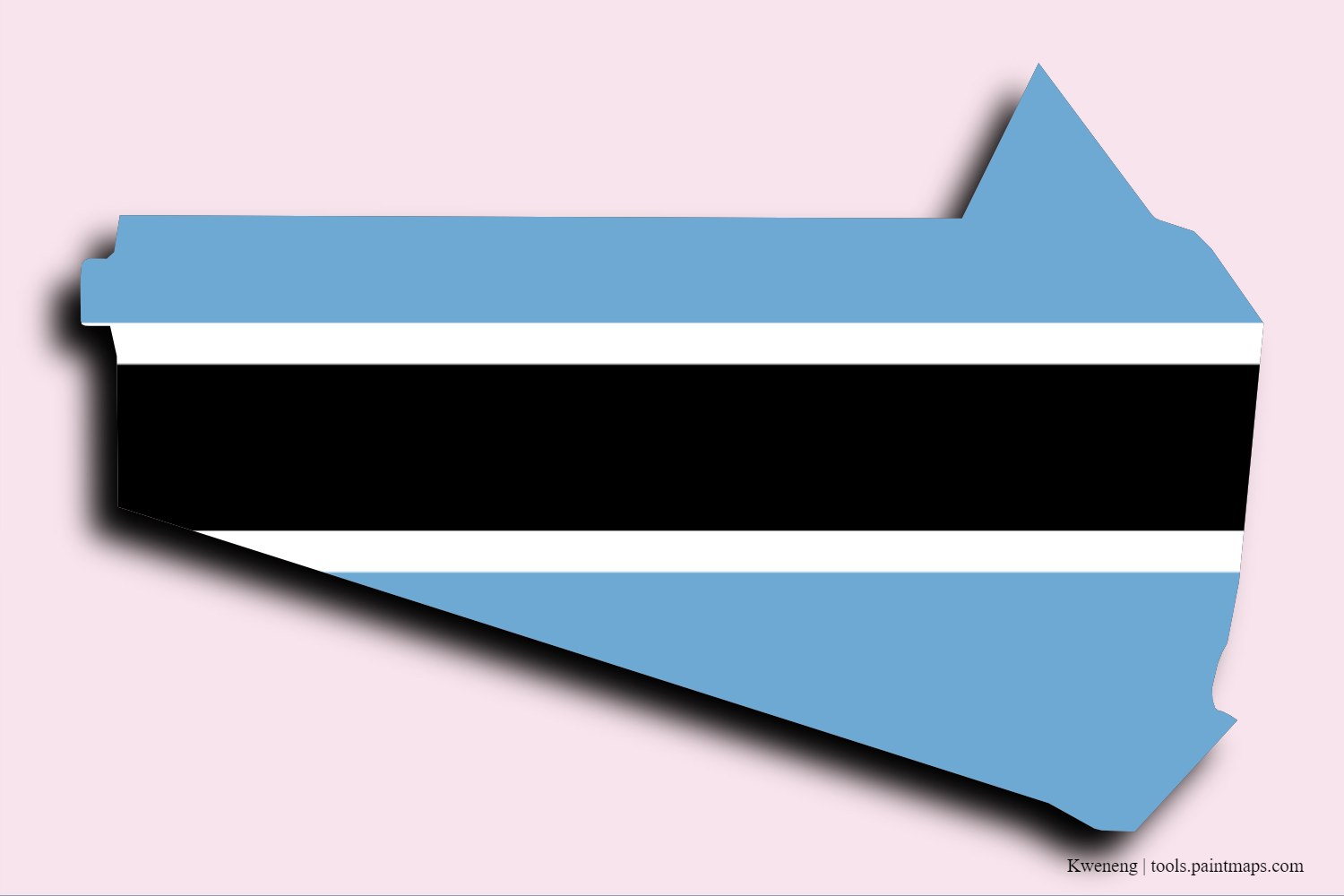 flag map of Kweneng with 3D shadow effect