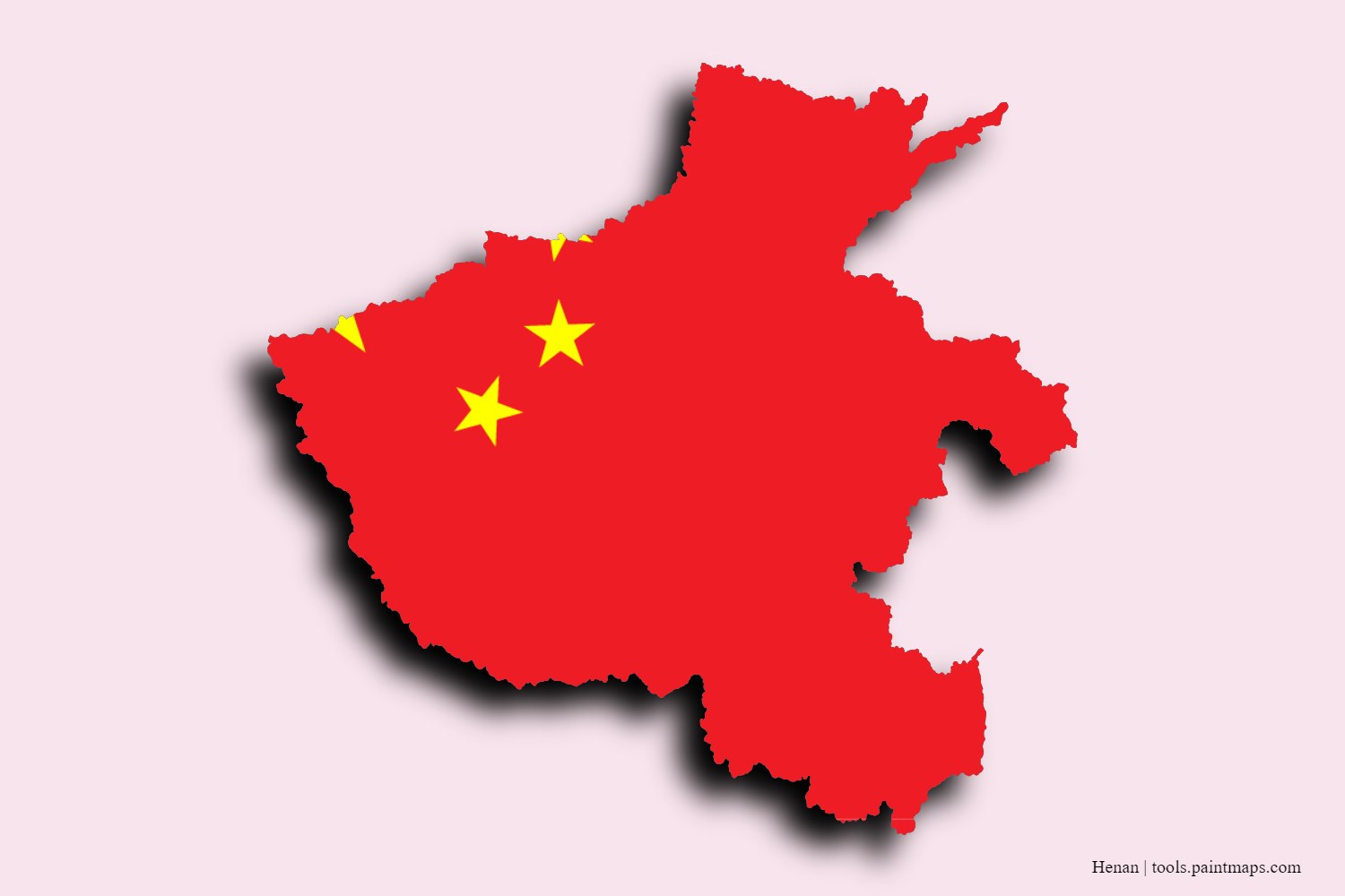 flag map of Henan with 3D shadow effect