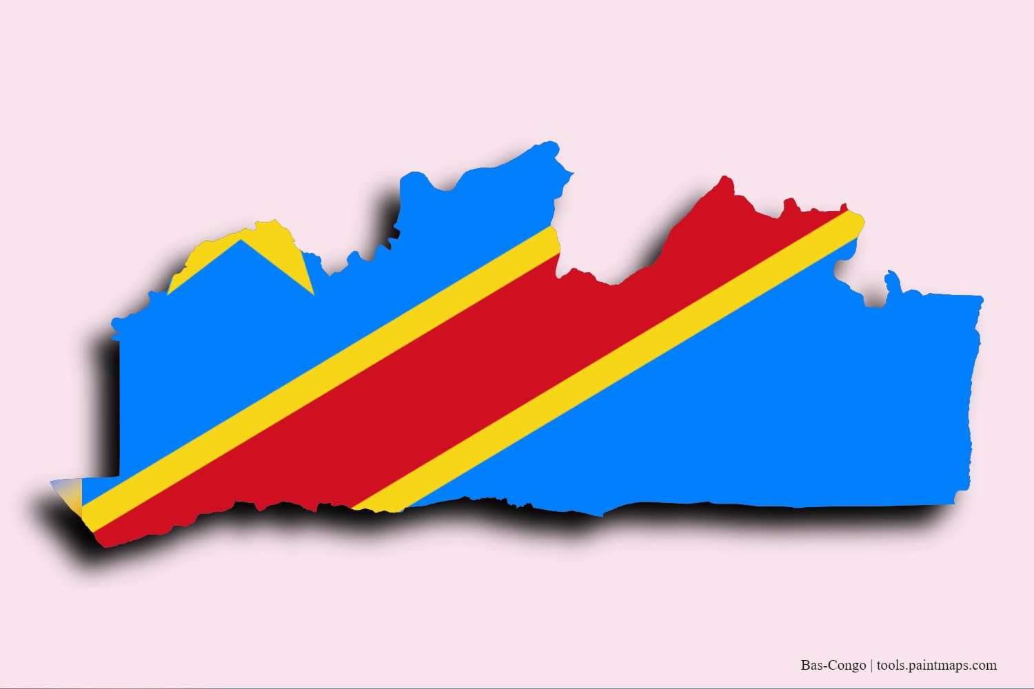 Mapa de la bandera de Bas-Congo con efecto de sombra 3D