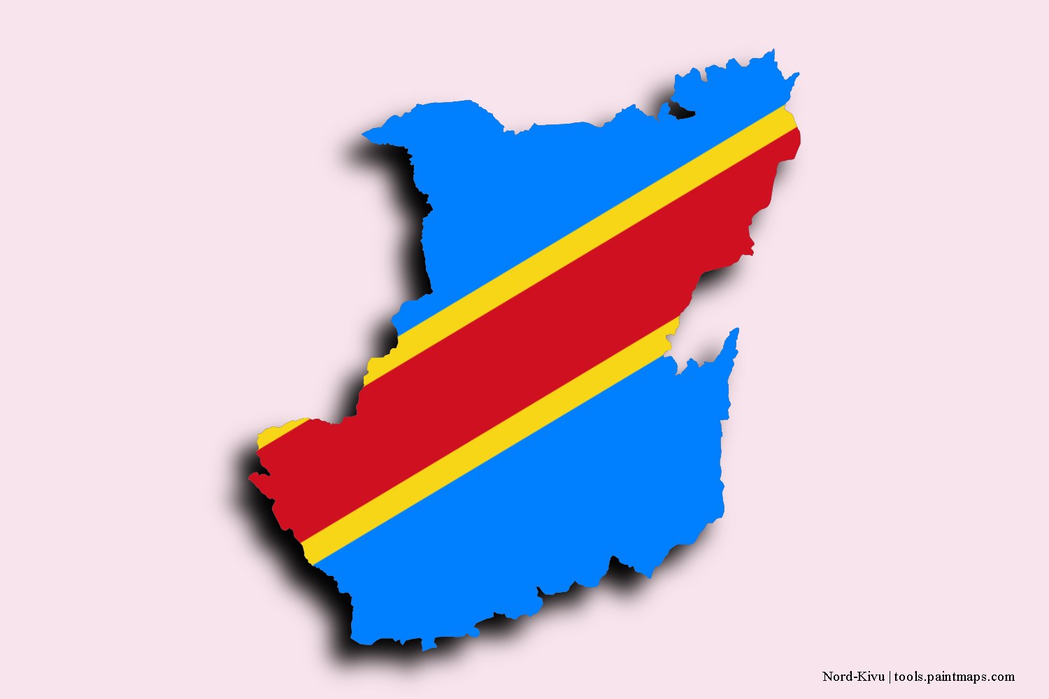 flag map of North Kivu with 3D shadow effect