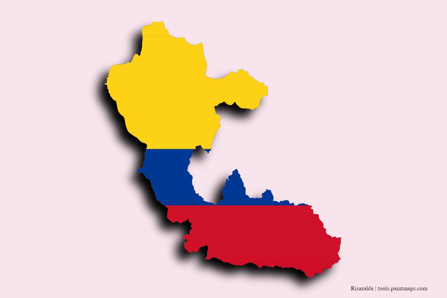 Mapa de la bandera de Risaralda con efecto de sombra 3D