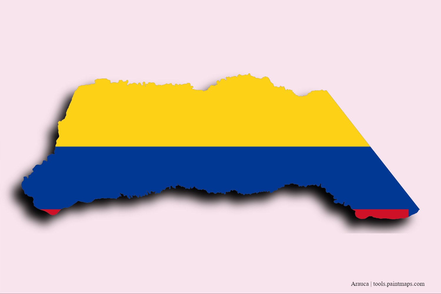 Mapa de la bandera de Arauca con efecto de sombra 3D