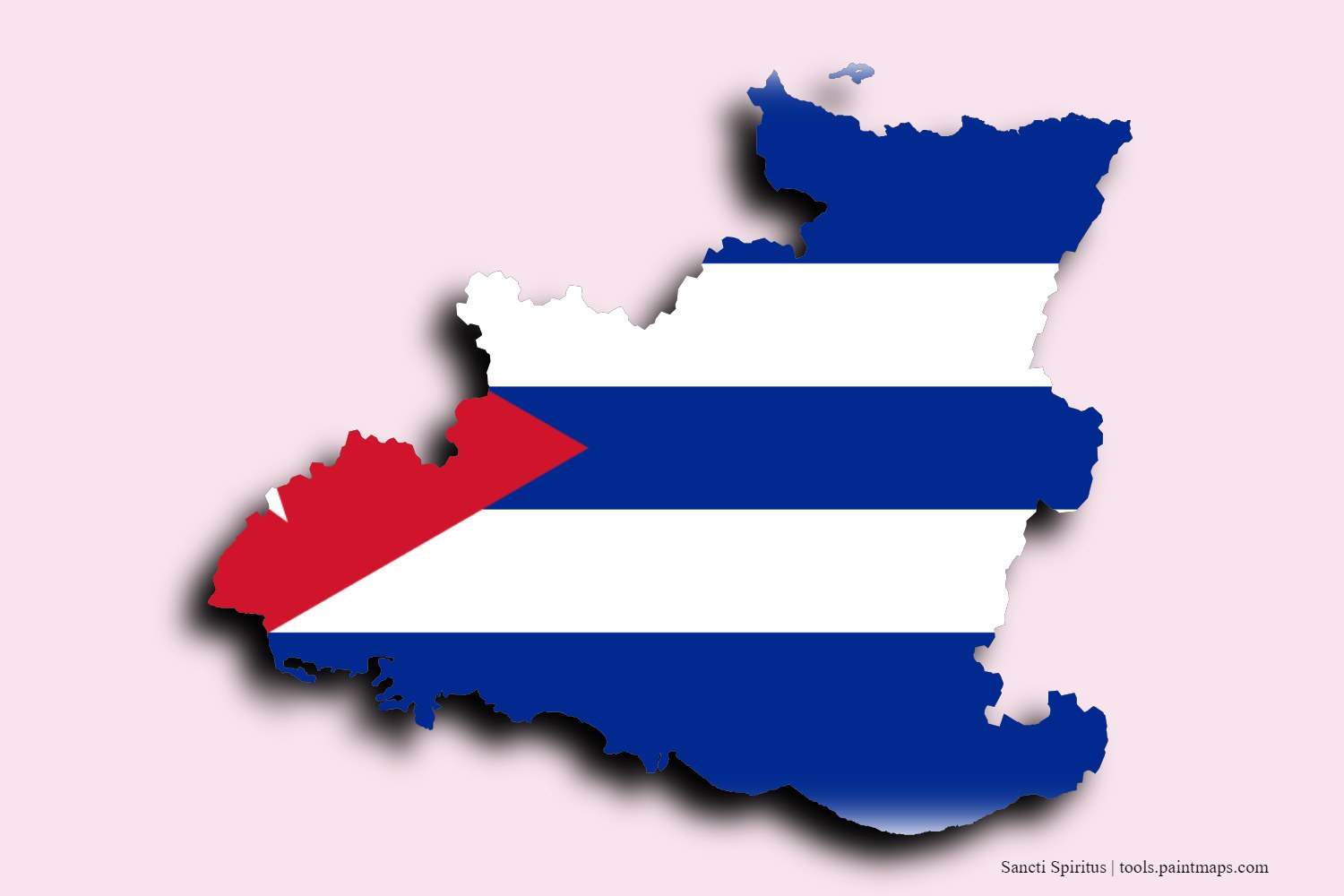 Mapa de la bandera de Sancti Spiritus con efecto de sombra 3D