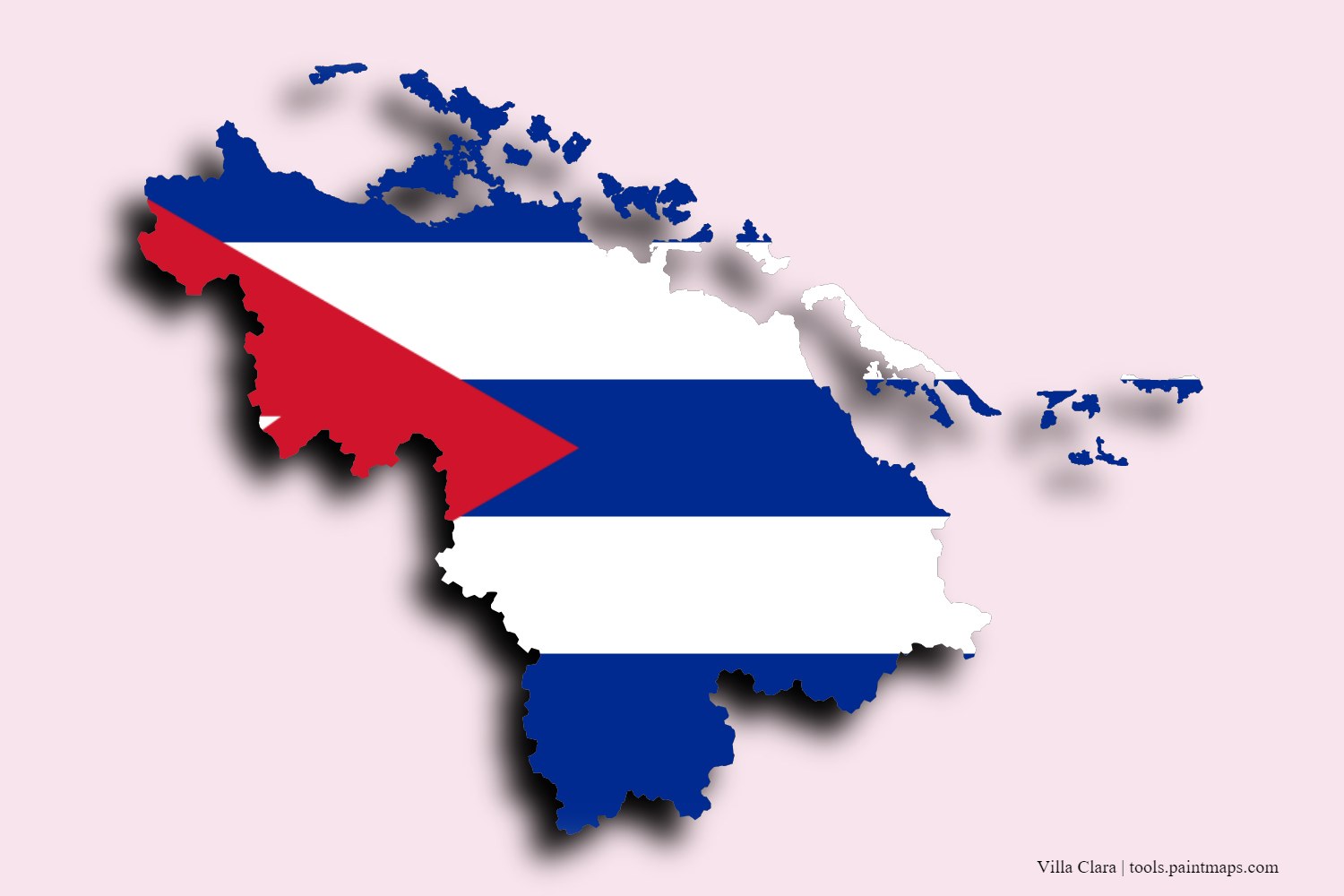 Mapa de la bandera de Villa Clara con efecto de sombra 3D