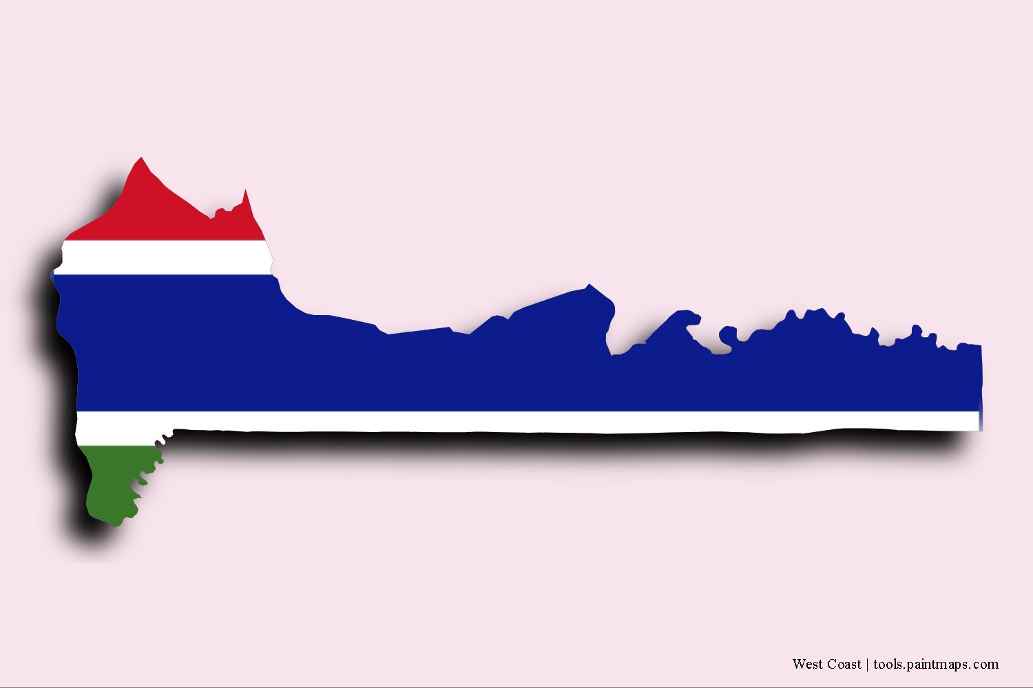 flag map of Western with 3D shadow effect