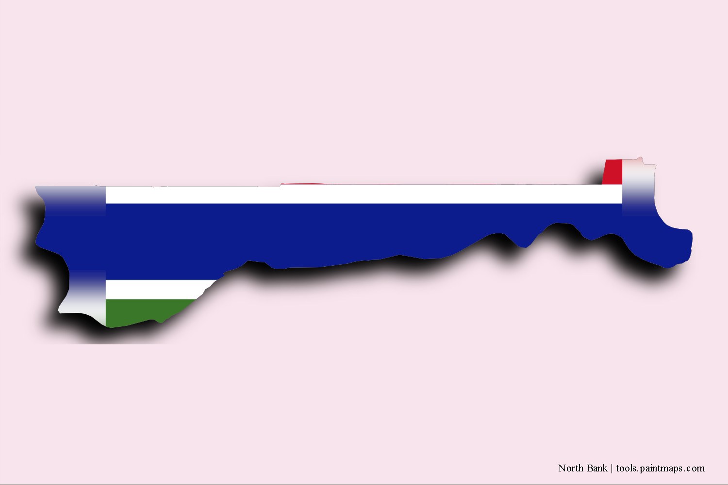 flag map of North Bank with 3D shadow effect