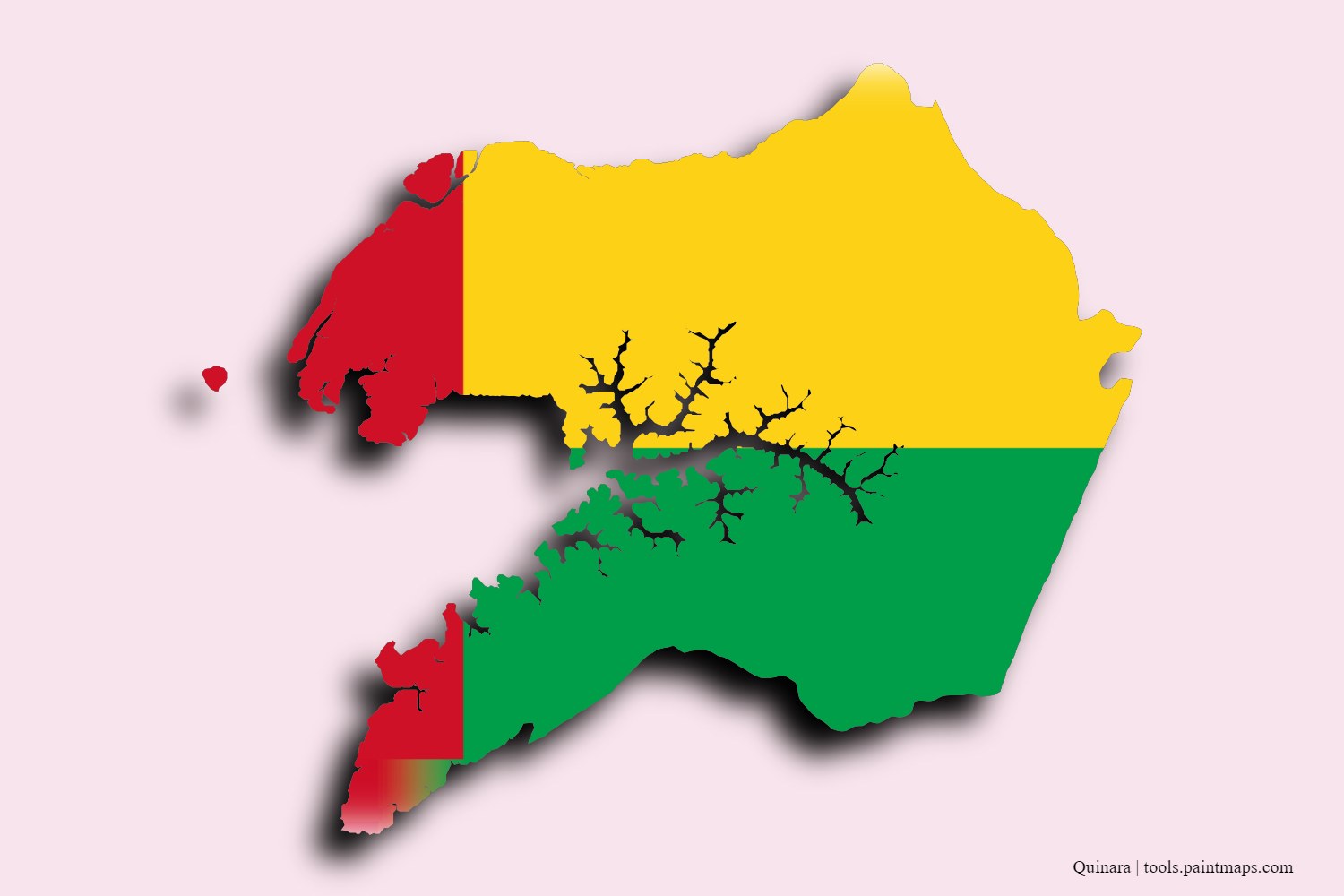 Mapa de la bandera de Quinara con efecto de sombra 3D