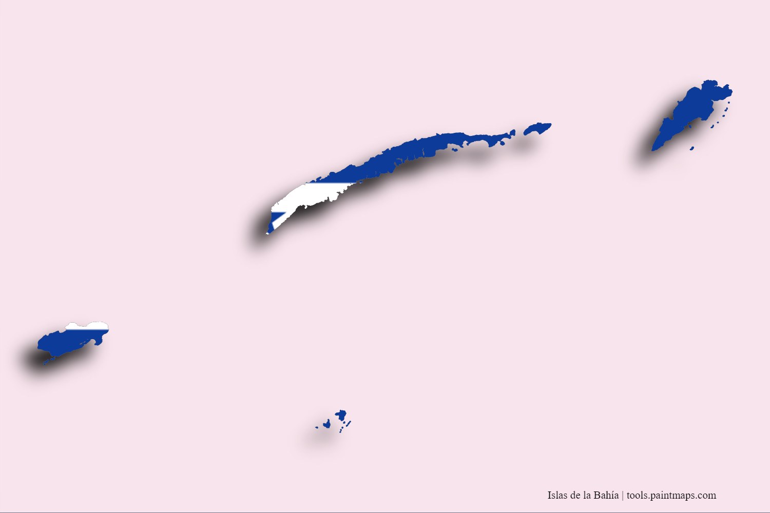 flag map of Bay Islands with 3D shadow effect