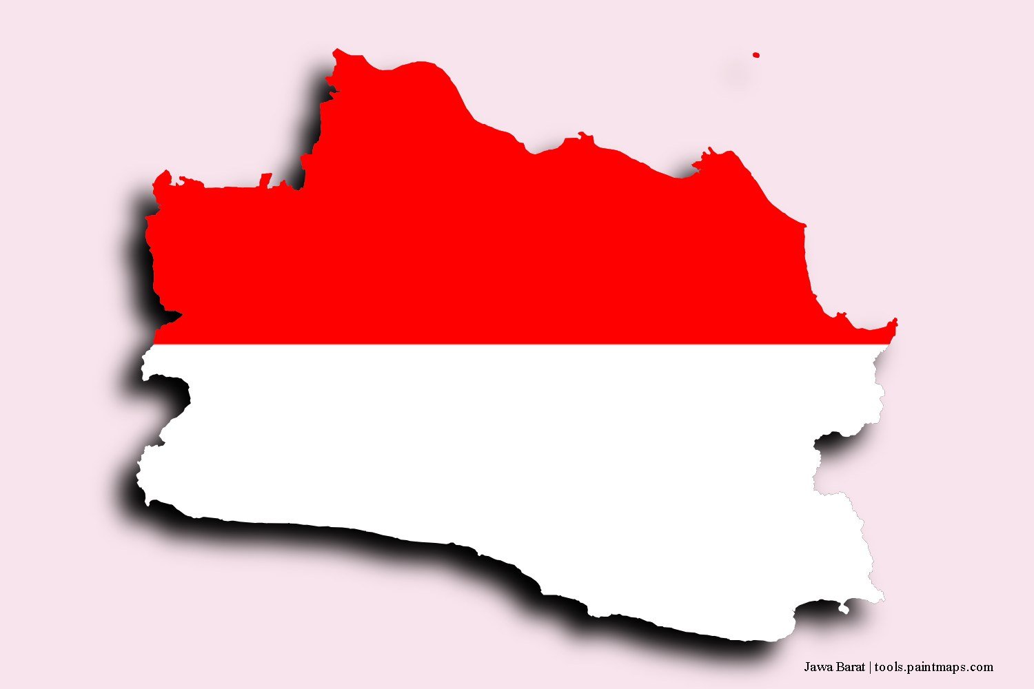 flag map of West Java with 3D shadow effect