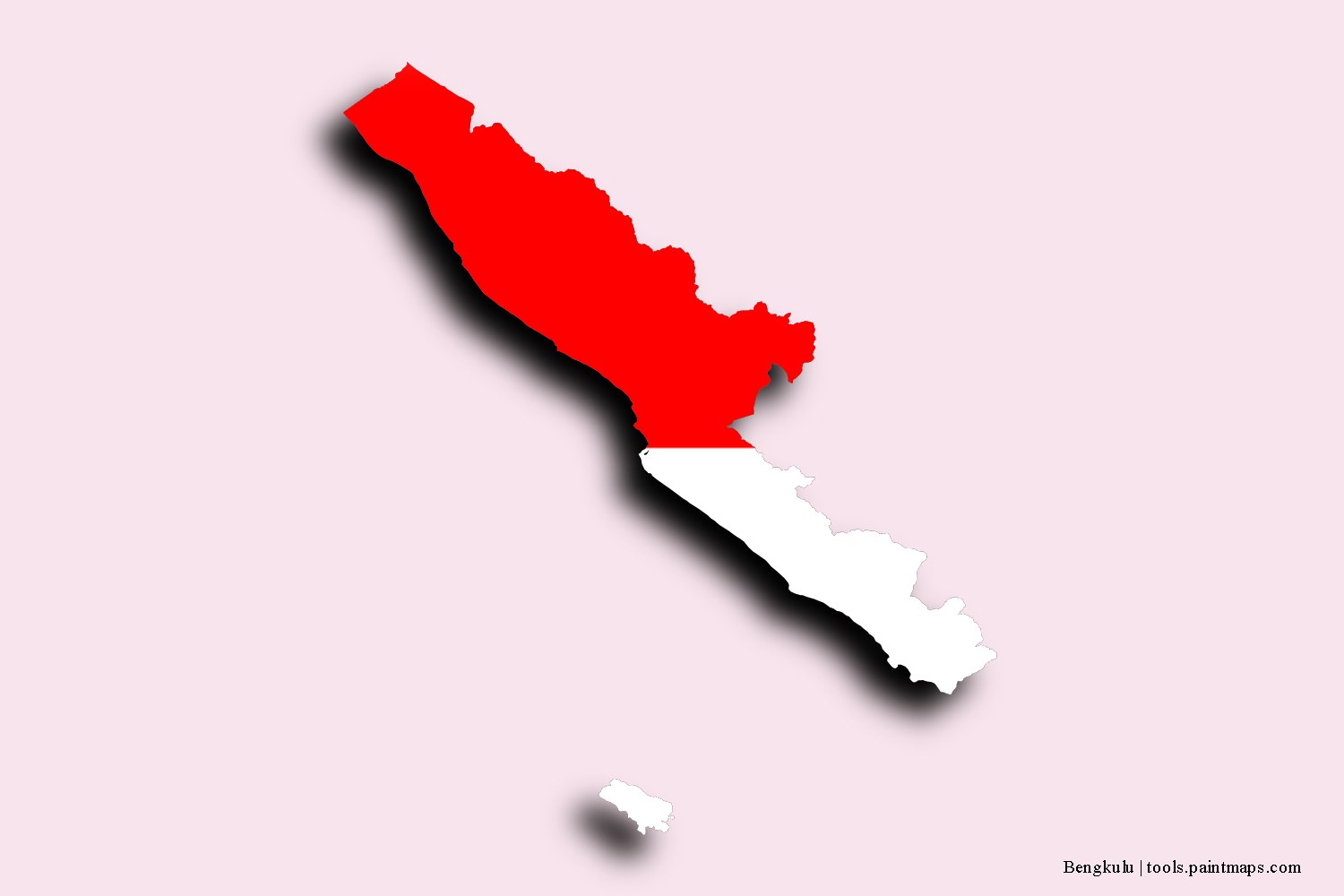 Mapa de la bandera de Bengkulu con efecto de sombra 3D