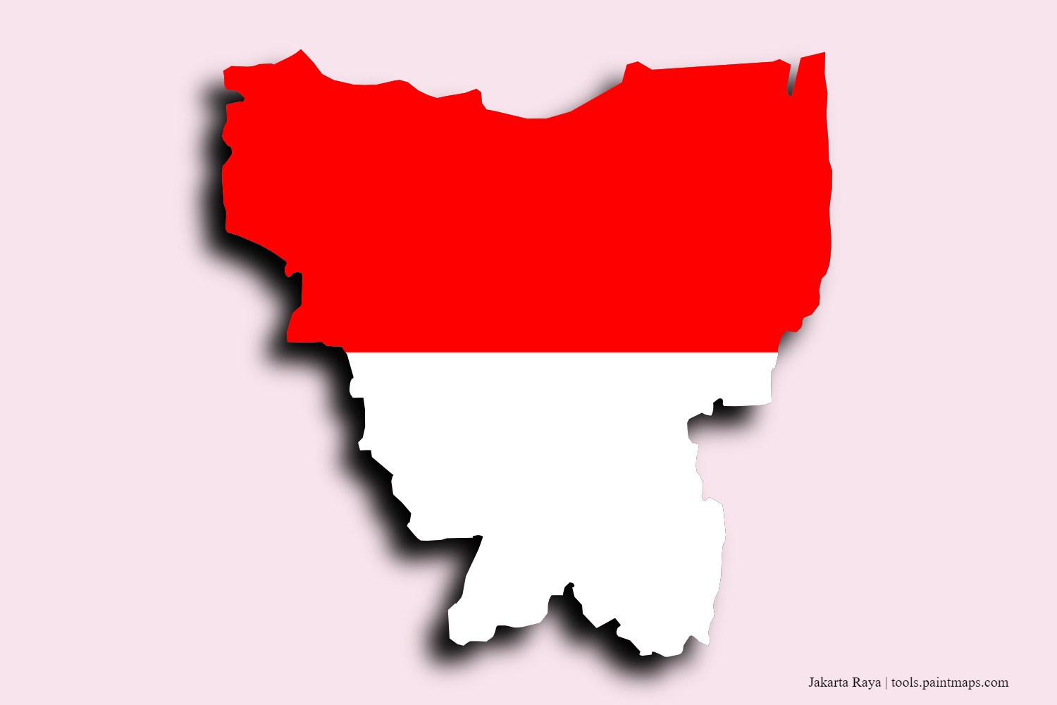 flag map of Jakarta with 3D shadow effect