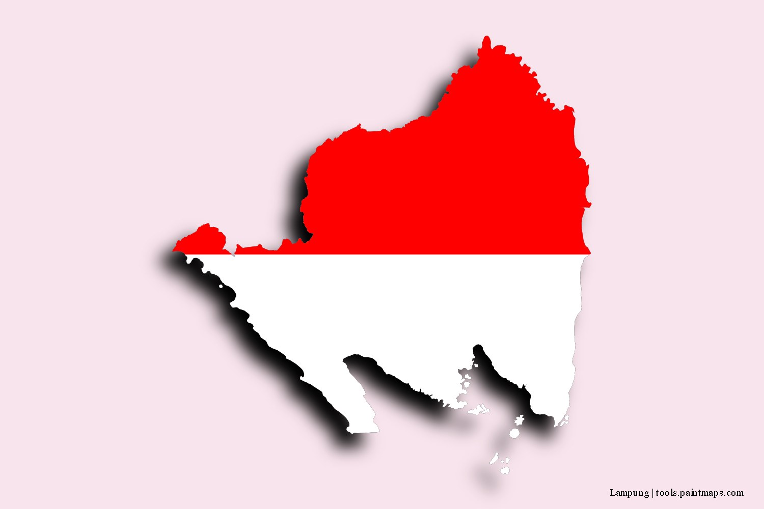 flag map of Lampung with 3D shadow effect