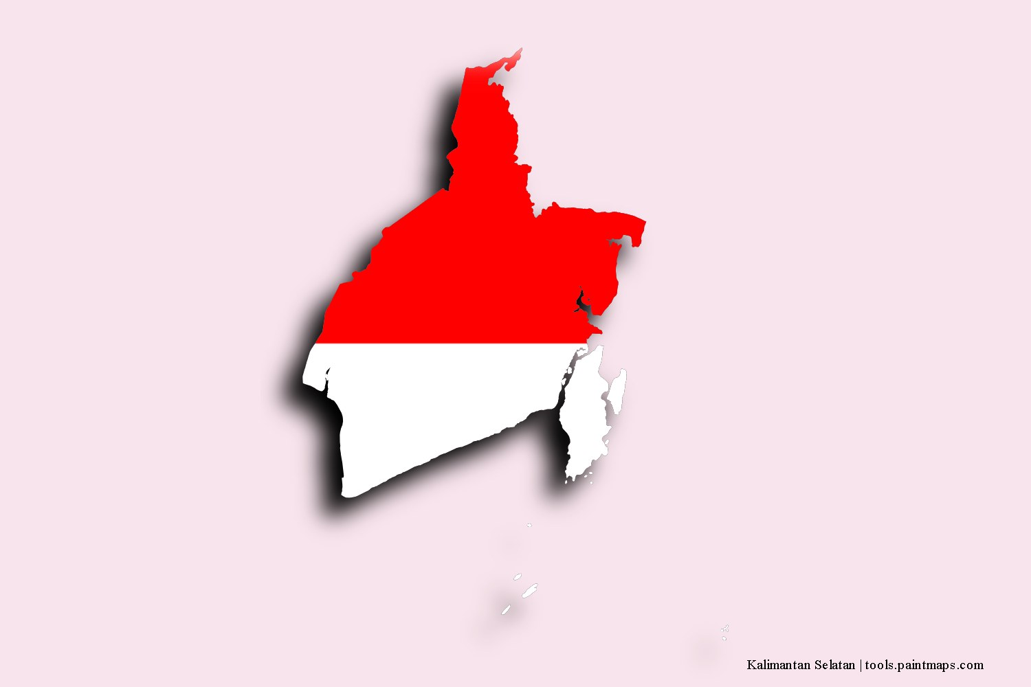 flag map of South Kalimantan with 3D shadow effect