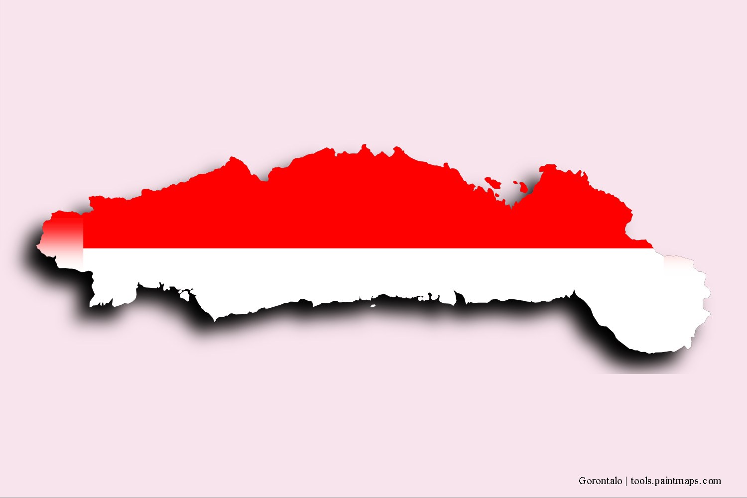 Bayraklı Gorontalo haritası (3D gölgeli)