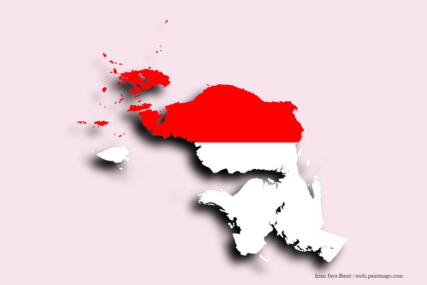 flag map of West Papua with 3D shadow effect