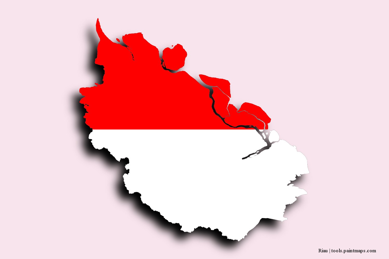 flag map of Riau with 3D shadow effect