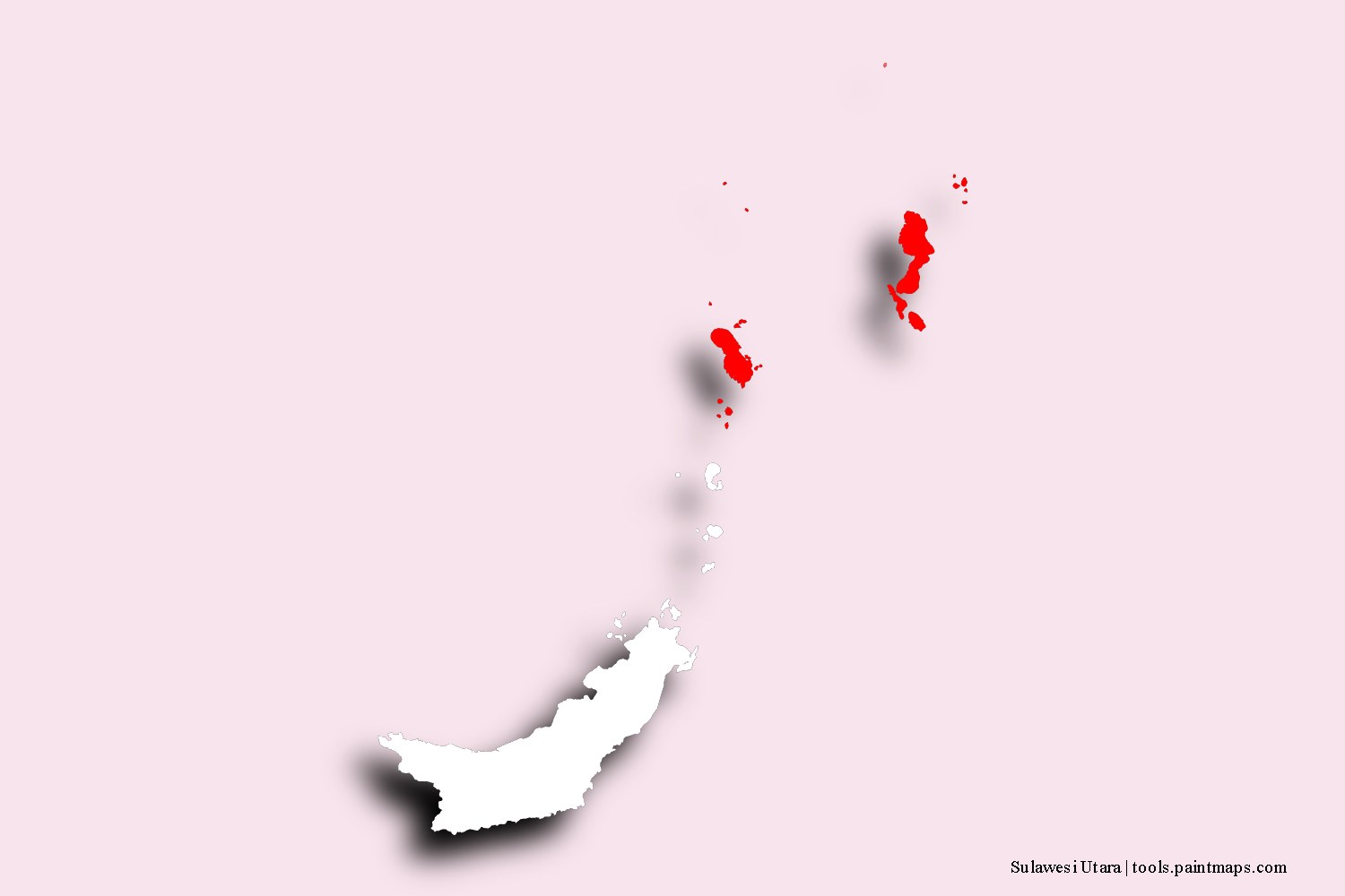 Mapa de la bandera de Sulawesi Utara con efecto de sombra 3D