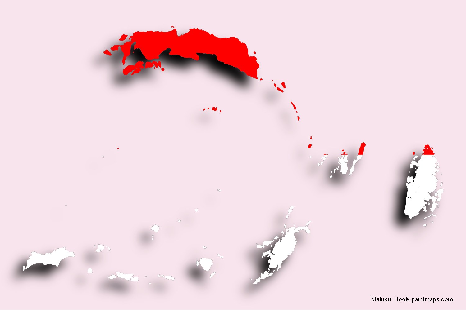 flag map of Maluku with 3D shadow effect